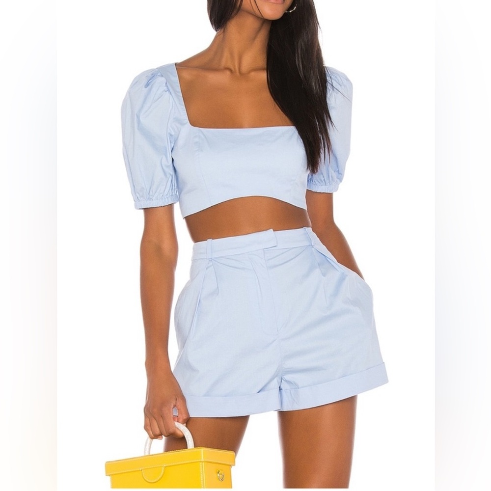 Song of Style REVOLVE Light Blue Puff Sleeve Top and Shorts Set